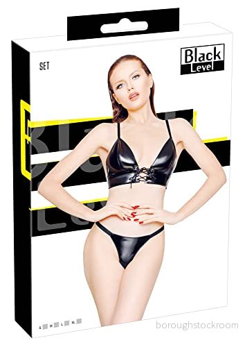 Black Level Vinyl BH och String XL Svart 4024144163472