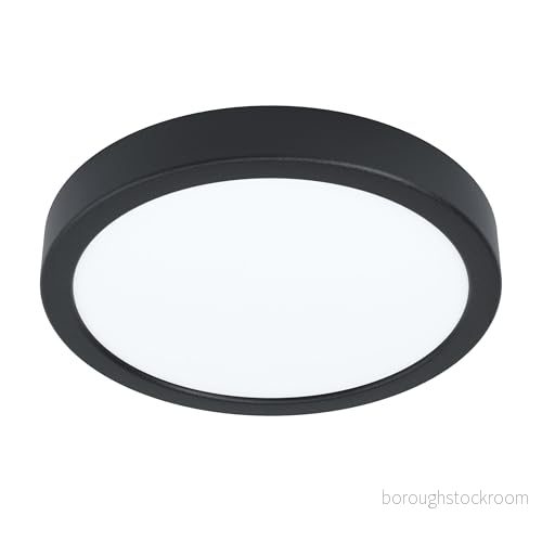 Eglo LED-taklampa, Fueva 5, Ø 21 cm, 1 glödlampa bygglampa av stål och en ljusyta plast, taklampa i svart, vit, LED-bygglampa neutralvit 9002759992347