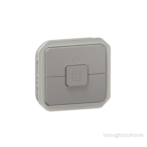 LEGRAND, Plexo ny insats, rullgardinsswitch med elektriskt och mekaniskt lås, 6 A, 250 V, 500 W, färg: grå, 069538L 3414971878549
