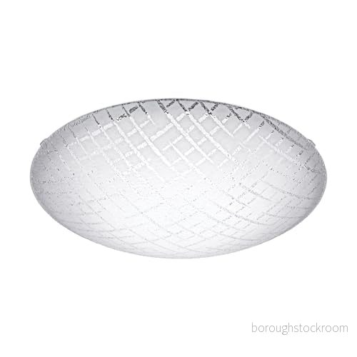 EGLO Riconto 1 LED taklampa, diameter 25 cm, vägglampa med glödlampa, metallvägglampa i vitt och ribbat glas vitt, vardagsrum, halllampa rund, varm vit 9002759956752