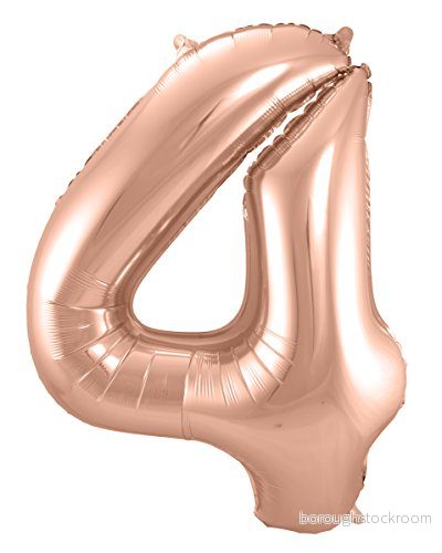 Folat Rose guldfärgad nummerballong nummer 4 86cm 8714572631341