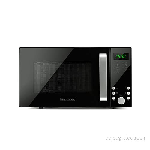 BLACK+DECKER BXMZ900E Digital mikrovågsugn med 23 l grill, 900 W effekt och 1 000 avfrostningsfunktion, 95 minuters timer, självmeny 9 recept, svart 8432406700055