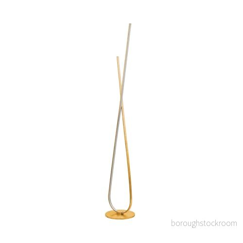 EGLO LED-golvlampa Miraflores, golvlampa med 2 lampor, modern, av aluminium, stål och plast, vardagsrum, kontor i guld, vit, lampa stegbrytare 9002759977474