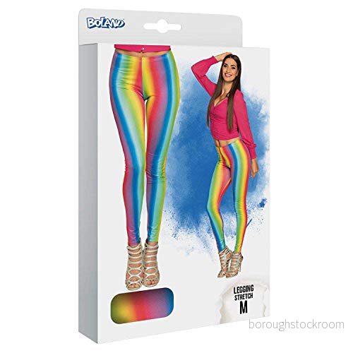 Boland 02333 Leggings regnbåge, för kvinnor, stretch, mångfärgade ränder, figurbetonad, clown, blompower, kostym, karneval, temafest 8712026023339