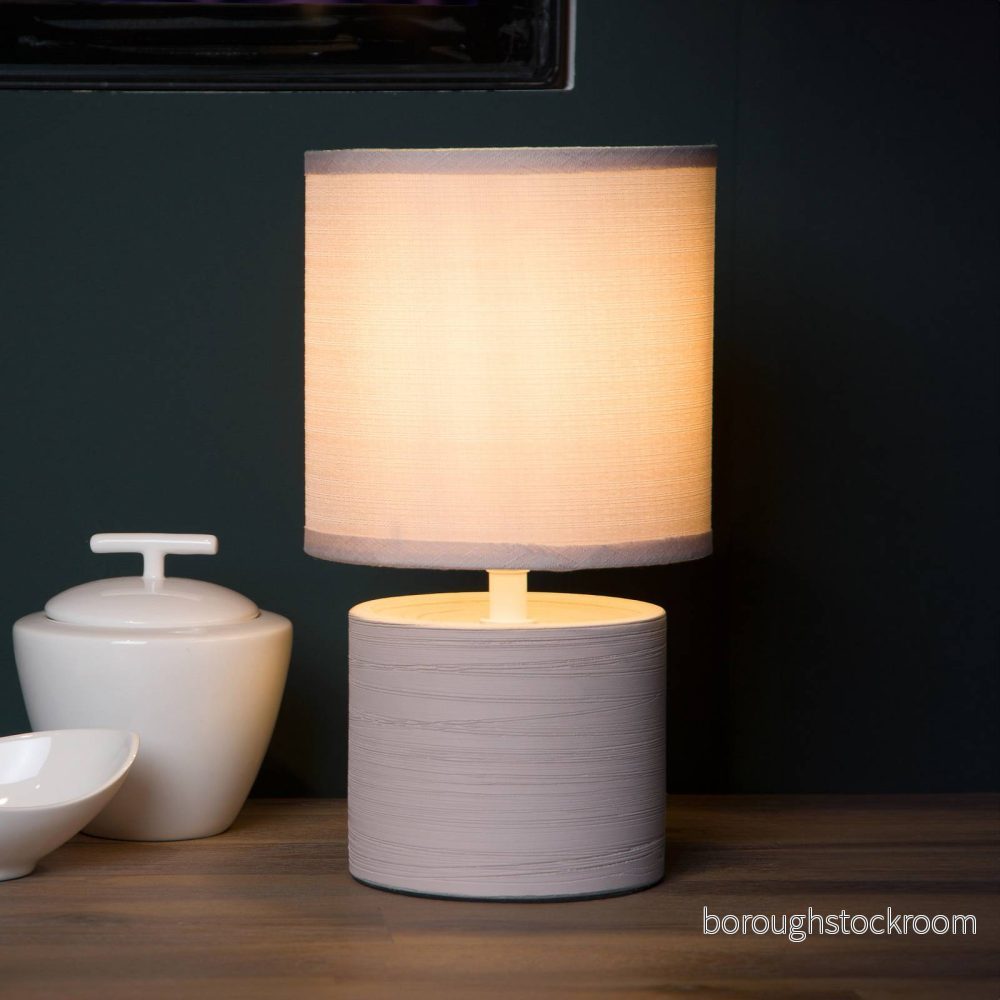 Lucide Bordslampa Greasby med textilskärm, beige 5411212470119