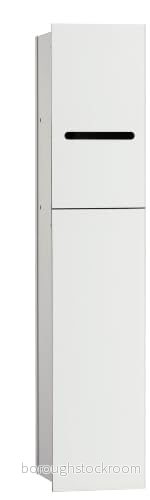 Emco Asis 2.0 Infälld skåpmodul för toalettborstset, badrumsskåp med toalettpappershållare och extra fack, högskåp push to open funktion, optiwhite 4018445107389
