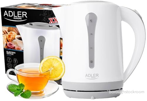 Adler AD 1244 vattenkokare 2,5 l, vit/grå 5908256835399