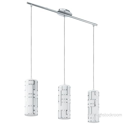 Eglo Bayman, hängande lampa med 3 ljuskällor, elegant, av stål och glas dekor i krom, vit, matbord, vardagsrum, E27 sockel 9002759925635