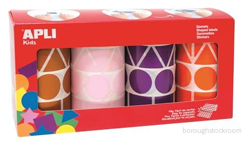 APLI Kids 11913 Förpackning med XL bruna, pink, lilac och orangea geometriska klistermärken roll 4 st 8410782119135