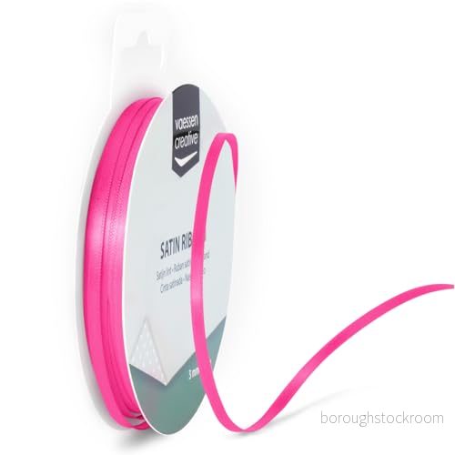 Vaessen Creative satinband 3 mm x 10 m rosa, band, dekorband, band för pyssel, tygband bröllop, dop och födelsedagspresenter 8716052223084