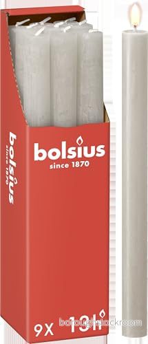 Bolsius Dinner Candle Rustic Sandy Grey 27 cm 9 Pieces 8717847159373