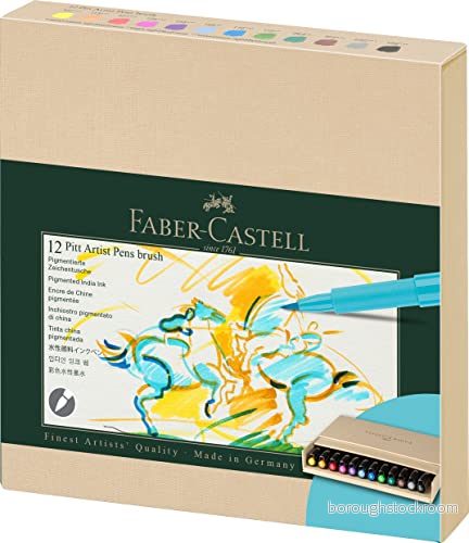 Faber Castell PITT Artist Pen Brush India Ink Studio Box med 12 4005401671909