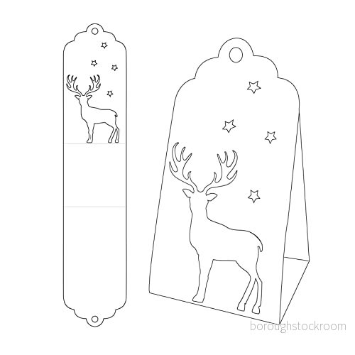 Vaessen Creative Hantverk presentförpackning stansmall, Böxli med hjort, egen låda, smyckeslåda, adventskalender, platshållare eller andra hantverksprojekt gör 4 x 20 cm 8716052222094