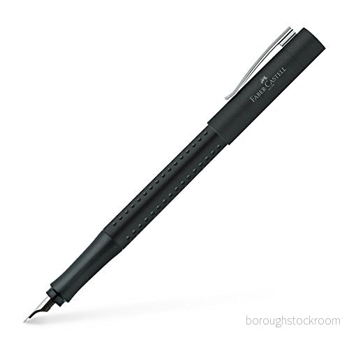Faber Castell 140908 modernt reservoarpenna Grip 2011 med ergonomisk design och högkvalitativ konstruktion, fjäder F, påfyllningsbar inkl. bläckpatron svart, 1 st 4005401409083
