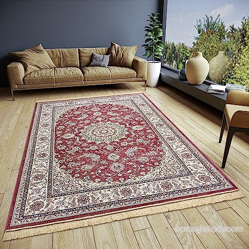 flickvän Home Collection Almas matta orientalisk kort lugg, vardagsrumsmatta, mjuk matta, klassisk för sovrum, matsal, vardagsrum, hall, kök röd, 95 x 140 cm 4262377777374
