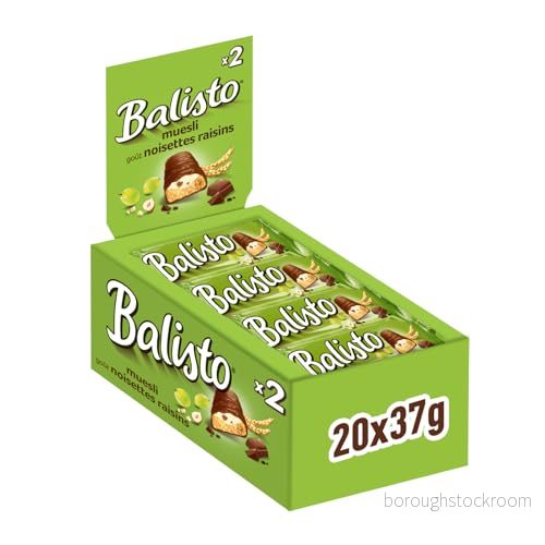 Balisto Chokladkaka müsliblandning, grön 20 barer i en låda (20 x 37 g) 5000159418553