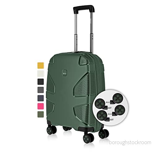 IMPACKT IP1 4 hjuls hårt skal av återvunnet material med 6 års garanti; hållbar resväska utbytbara klickhjul, Djupt havsgrönt, 55 cm (Größe S), avslappnad 4027002081871