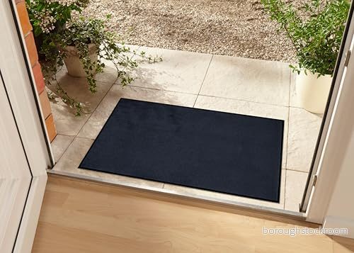 Hanse Home Tvättbar inomhus och utomhus dörrmatta enfärgad smutsfångande matta smutssamlare entrématta halkfria storlekar, storlek: 90 x 150 cm, färg: svart 4260669872905