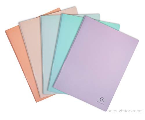 Exacompta Ref 88360E 1 Aquarel dokumentmapp 30 släta kristallklara fickor 5 slumpmässiga pastellfärger 60 vyer för A4 storlek 24 x 32 cm halvstyvt polypropenhölje 3130630883609