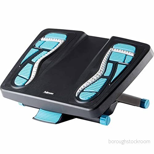 Fellowes Energiser Ergonomiskt Fotstöd För Under Skrivbord – Tre Höjdjusteringar – Massageyta – Blå Kol Grå 43859675500