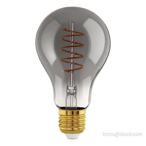 EGLO E27 LED-lampa dimbar, glödlampa med spiralfilament, svart-transparent vintage ljuskälla i retrodesign, 4 Watt, 100 Lumen, lampor varmvit, 2000 K, Edison A75, Ø 7,5 cm 9008606228157