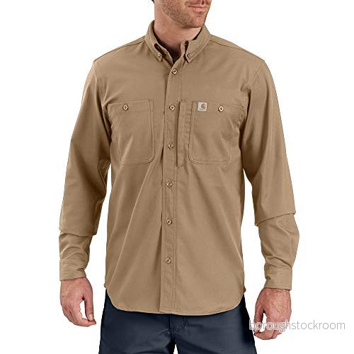 Carhartt för män Skjorta Robust professionell långärmad arbetsskjorta, Mörk kaki, S 889192756397
