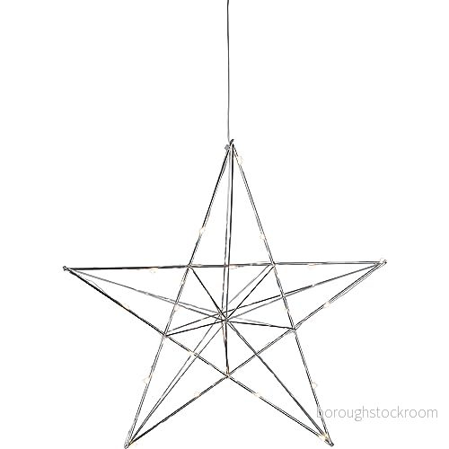 Eglo LED juldekoration, hängande dekorativ stjärna, ljusdekoration med timer, krom metallfönsterdekoration, varmvitt ljus 9008606237036