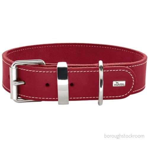 HUNTER AALBORG SPECIAL hundhalsband läder, slitstark, bekväm, 65 (L), röd 4016739683700