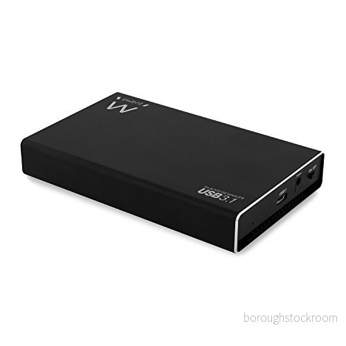 Ewent EW7070 SuperSpeed+ USB 3.1 gener (typ C och typ A), tillfällig kompatibel med Gen 1, 3.0, 2.0, robust aluminiumhölje, passar för 6,5 tums SATA SSD, svart 8054392612206