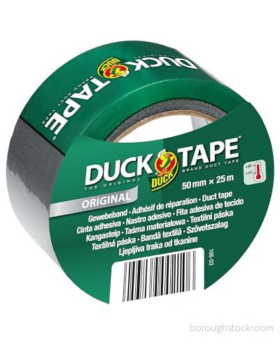 DUCK TAPE 106 03 Original tygband självhäftande tejp med vattentät yta pansartejp extra stark för inomhus och utomhusbruk 50 mm x 25 m silver 4053269002106
