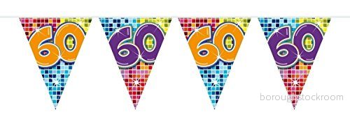 Folat 60560 60 årsdag XS flagggirlang block, flera färger 8714572605601
