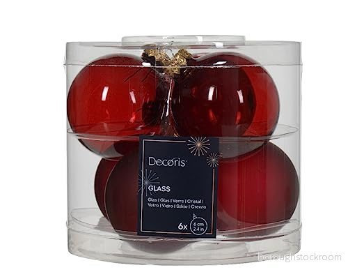 Julgranskulor i glas, 6 cm x stycken, set med oxblod, mörkröd vinröd 8720194230176