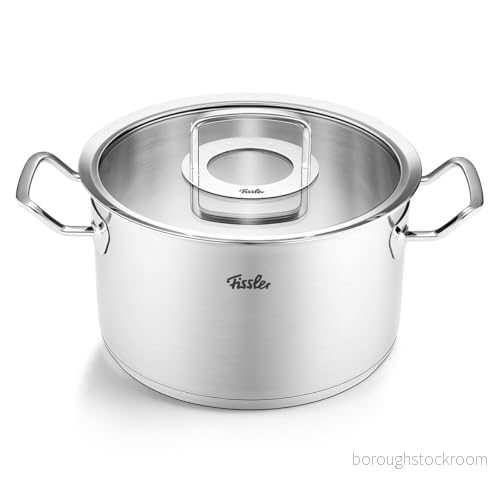 Fissler Original Profi Collection/rostfritt stål kastrull (Ø 24 cm, 6,3 l) krukor inkl. glaslock induktion, silver 4009209398105