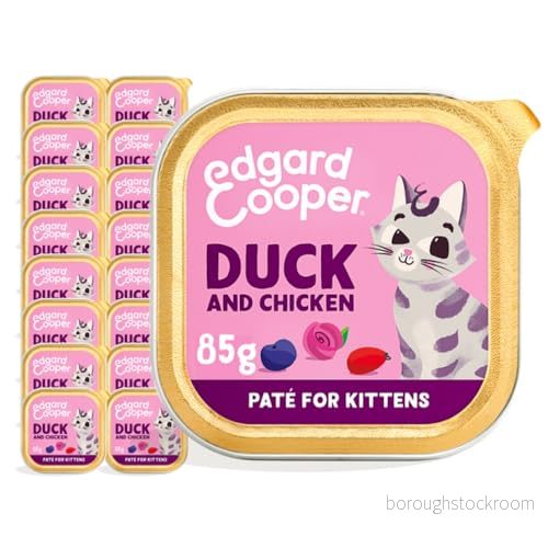 Edgard & Cooper kattmat, Junior, (Anka/färsk kyckling, 85 g x 16), steriliserad eller aktiv kattpate, färskt kött och naturliga ingredienser, utan spannmål, inget tillsatt socker 5407009642197
