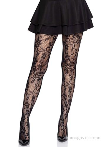 Leg Avenue Strumpbyxor för kvinnor, Svart, blommig, one size 714718566115