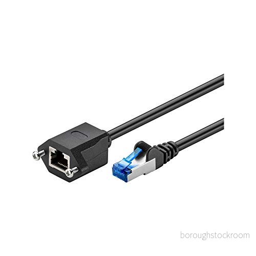 Goobay 77580 CAT 6a förlängningskabel, S/FTP (PiMF), svart, med monteringsfläns 4040849775802