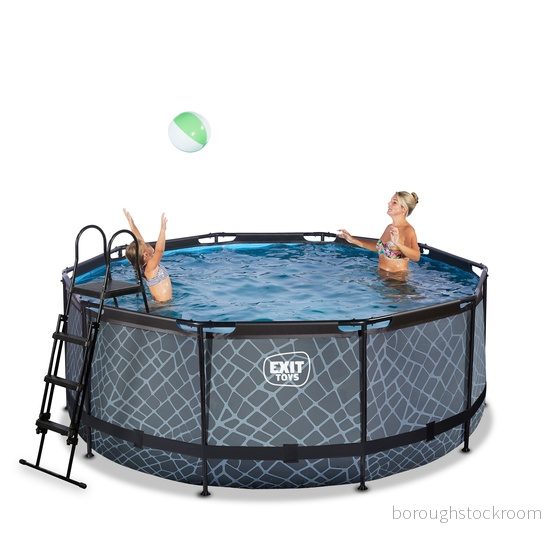 Exit Stone Pool Ø360X122Cm Med Filterpump Grå 8720088261958