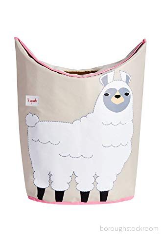 3 Sprouts Laundry Hamper White Llama 812895001068
