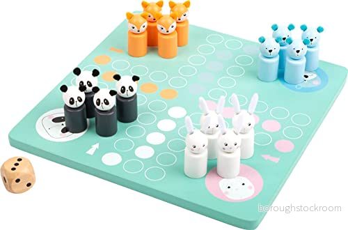 Small Foot Ludo pastell av trä, brädspel med färgglada djurfigurer i ljusa nyanser, från 3 år, 11462 leksaker, flerfärgad 4020972114624