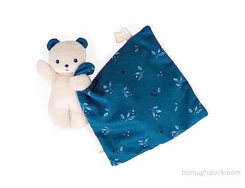 Kaloo mjuk tygkvadrat gosig leksak nattblå björn baby kvadratisk 18 x cm nattblå, miljövänligt material FSC presentförpackning från födseln, K972004 4894173100041