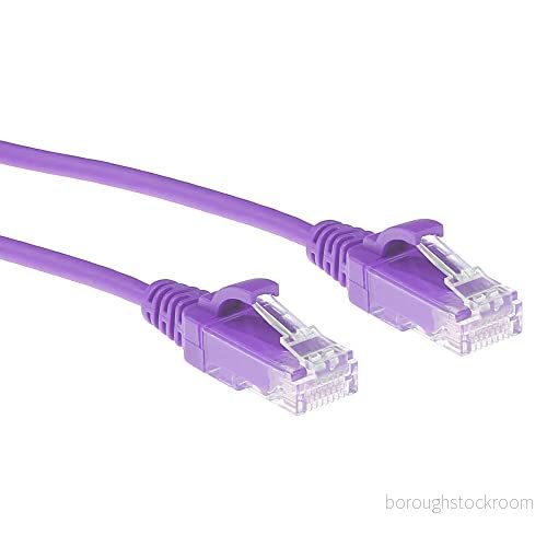 ACT CAT6 nätverkskabel, U/UTP LSZH LAN kabel tunn 3,8 mm smal linje, flexibel snagless Ethernet med RJ45 kontakt, för användning i datacenter, 5 meter, lila DC9305 8716065510553