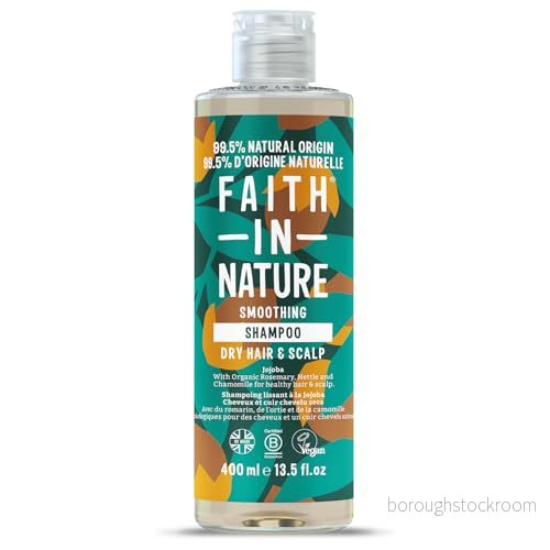 Faith In Nature naturligt jojobaschampo, utjämande, vegansk och fri från djurförsök, utan SLS eller parabener, för normalt till torrt hår, 400 ml 708002041372