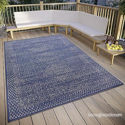 freundin Home Collection Sophie in och utomhatta orientalisk vintage platt tyg klassisk, väderbeständig för vardagsrum, hall, balkong, terrass, trädgård blå, 160 x 230 cm 4262377779002