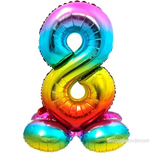 Folat Folieballong med standardnummer 8 Rainbow 72 cm 8714572642989