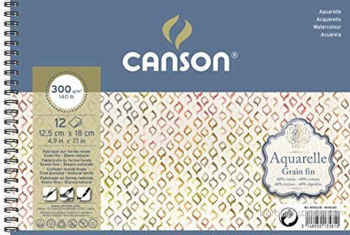 Akvarell Canson spiralblock, 12,5 x 18 cm, 12 blad, 300 g/m², finkorn 3148950135810