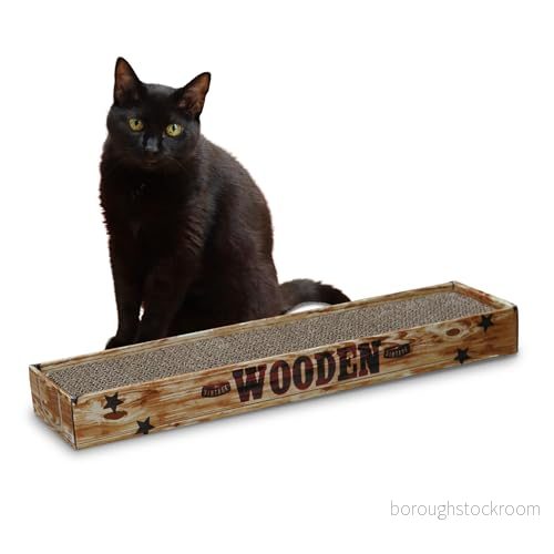 Croci Klöstrstolpe för katter i kartong 2 lager reversibla fötter inklusive kattmyntpåse, valnötsstil, 48 x 12,5 5 cm 8023222205789