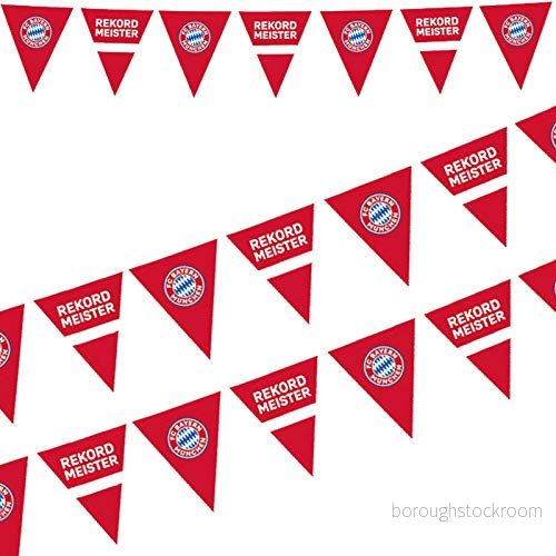 Amscan 9906516 FC Bayern München vimpelkedja, storlek 400 x 19,5 cm, tillverkad av plast, girlang för eller fotbollsfest, hängande dekoration, rekordmästare 194099002332