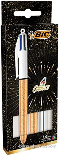 BIC 4 färger kulspetspennor set Shine, om 3 med guld och silverfärgat skaft, påfyllningsbar, perfekt som en gåva eller för samlare 3086123593916