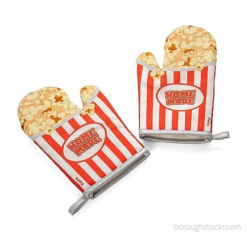 FISURA ugnsvantar Ugnsstämplade. Original ugnshandskar. Roliga i bomull. Bomull och polyester (Popcorn, röd) 8435436729942