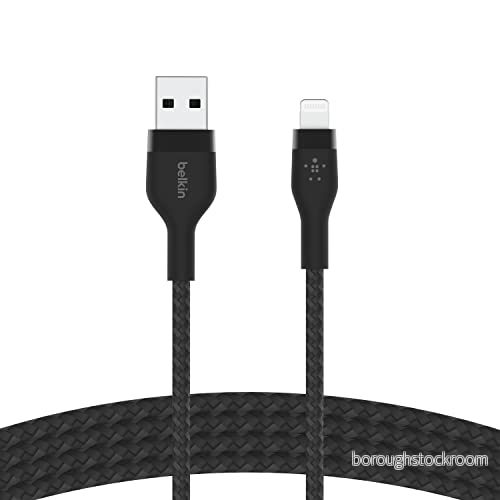Belkin BoostCharge Pro Flex flätad USB typ A till Lightning kabel (1 m/3,3 FT), MFi certifierad laddningskabel för iPhone 14/14 Plus, 13, 12, Pro, Max, Mini, SE, iPad med mera svart 745883832354